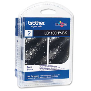 Brother Inkjet Cartridge Page Life 2x450pp Black Ref LC1100BKBP2 [Pack 2] Ident: 792B