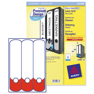 Avery 2 in 1 Filing Label FSC 2-part 3 per Sheet W61xH222-288mm White and Red Ref L4701-20 [60 Labels]