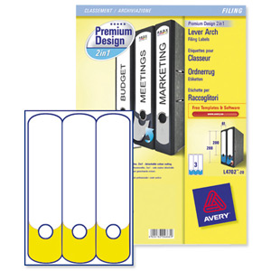 Avery 2 in 1 Filing Label FSC 2-part 3 per Sheet W61xH222-288mm White and Yellow Ref L4703-20 [60 Labels]