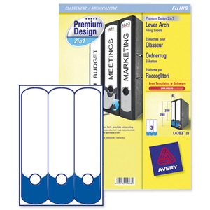 Avery 2 in 1 Filing Label FSC 2-part 3 per Sheet W61xH222-288mm White and Blue Ref L4702-20 [60 Labels]