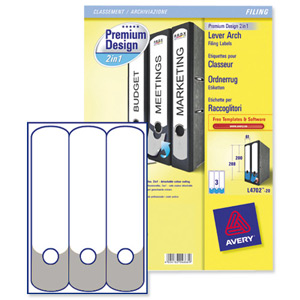 Avery 2 in 1 Filing Label FSC 2-part 3 per Sheet W61xH222-288mm White and Grey Ref L4700-20 [60 Labels]