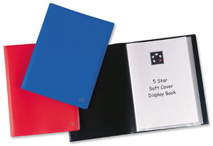 5 Star Display Book Soft Cover Lightweight Polypropylene 20 Pockets A4 Red
