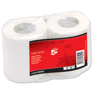 5 Star Toilet Tissue 2 Rolls of 200 Sheets White [Pack 36]
