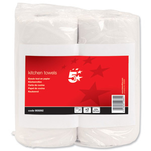 5 Star Kitchen Tissue 229x247mm Sheets 60 per Roll [Pack 2]