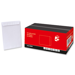 5 Star Envelopes Pocket Peel and Seal 100gsm White C4 Ref [Pack 250]