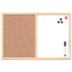 5 Star Combination Noticeboard Cork and Drywipe W600xH400mm
