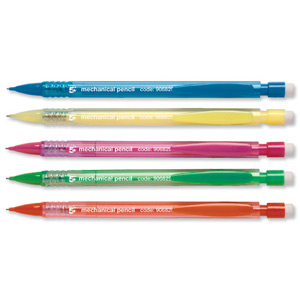 5 Star Disposable Mechanical Pencil Retractable with 3 x 0.7mm Lead Assorted Barrels [Pack 10]