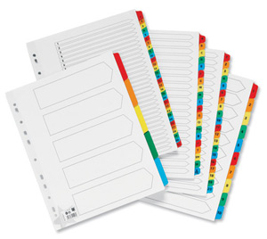 5 Star Maxi Index Extra-wide 230 micron Card with Coloured Mylar Tabs 1-15 A4 White