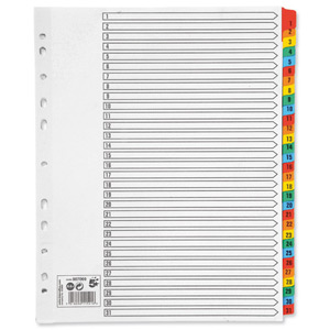 5 Star Maxi Index Extra-wide 230 micron Card with Coloured Mylar Tabs 1-31 A4 White