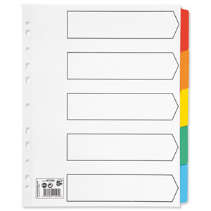 5 Star Maxi Index Extra-wide 230 micron Card with Coloured Mylar Tabs 5-Part A4 White