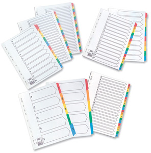 5 Star Index 230 micron Card with Coloured Mylar Tabs 1-6 A4 White