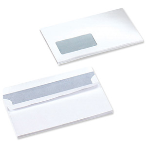 5 Star Envelopes Wallet Press Seal Window 90gsm White DL [Pack 500]