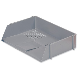 5 Star Letter Tray Wide Entry High-impact Polystyrene Stackable Grey