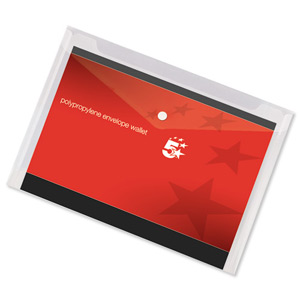 5 Star Envelope Wallet Polypropylene A4 Transparent Clear [Pack 5]