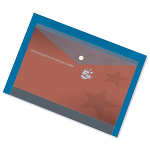 5 Star Envelope Wallet Polypropylene A4 Translucent Blue [Pack 5]