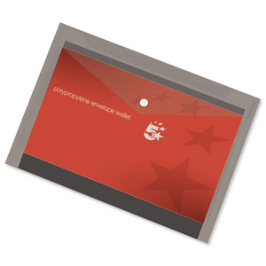5 Star Envelope Wallet Polypropylene A4 Translucent Smoke [Pack 5]