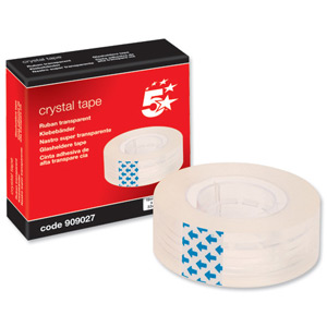 5 Star Crystal Tape Roll Easy-tear Permanent Secure 19mm x 33m