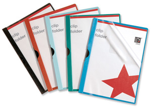 5 Star Clip Folder 3mm Spine for 30 Sheets A4 Pale Blue [Pack 25]
