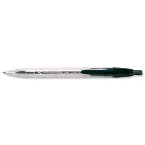 5 Star Ball Pen Retractable Medium 1.0mm Tip 0.4mm Line Black [Pack 10]