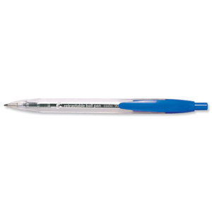 5 Star Ball Pen Retractable Medium 1.0mm Tip 0.4mm Line Blue [Pack 10]