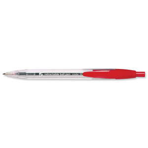 5 Star Ball Pen Retractable Medium 1.0mm Tip 0.4mm Line Red [Pack 10]