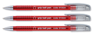 5 Star Grip Ball Pen 1.0mm Tip 0.4mm Line Red [Pack 10]