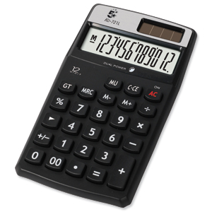 5 Star Calculator Mark-up Handheld 12 Digit 3 Key Memory Battery and Solar-power Ref HH12D
