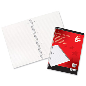 5 Star Notebook Wirebound 70gsm Ruled and Margin Perforated 100 Pages A4 [Pack 10]