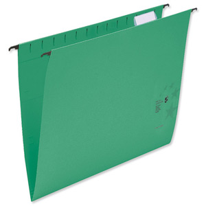 5 Star Suspension Files Manilla Wrapover Bar Tabs and Inserts Foolscap Green Ref 100331408 [Pack 50]