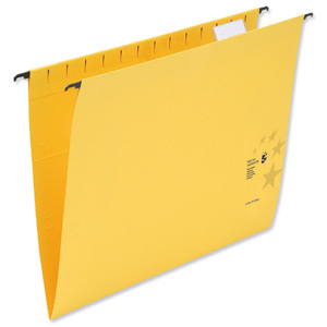 5 Star Suspension Files Manilla Wrapover Bar Tabs and Inserts Foolscap Yellow Ref 100331411 [Pack 50]