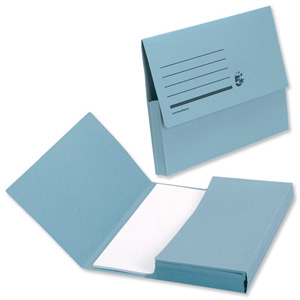 5 Star Document Wallet Half Flap 285gsm Capacity 32mm A4 Blue [Pack 50]