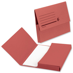 5 Star Document Wallet Half Flap 285gsm Capacity 32mm A4 Red [Pack 50]