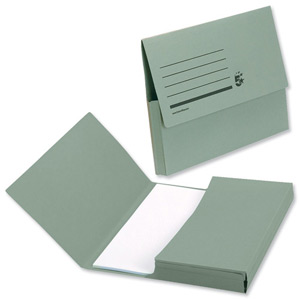 5 Star Document Wallet Half Flap 285gsm Capacity 32mm A4 Green [Pack 50]