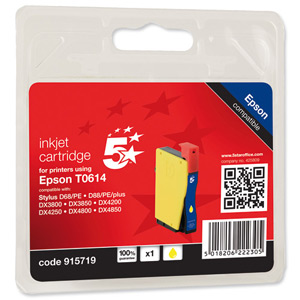 5 Star Compatible Inkjet Cartridge Page Life 250pp Yellow [Epson T061440 Alternative]