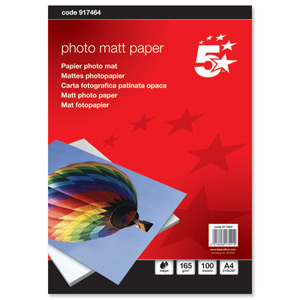 5 Star Inkjet Paper Matt 165gsm A4 White [100 Sheets]