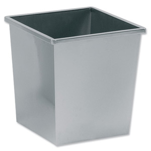 5 Star Waste Bin Square Iron Scratch Resistant W325xD325xH350mm 27 Litres Silver Metallic
