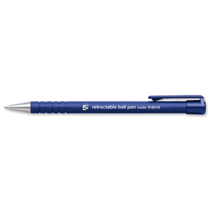 5 Star Ballpoint Pen Retractable Soft Grip Medium 1.0mm Tip 0.5mm Line Blue [Pack 12]