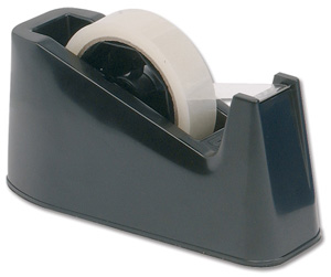 5 Star Tape Dispenser Desktop Weighted Non-slip Roll Capacity 25mm Width 66m Length Black