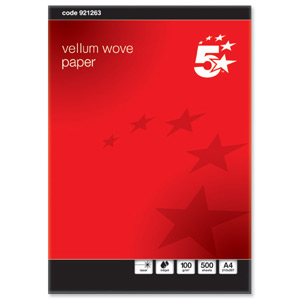 5 Star Business Paper Prestige Wove Finish Ream-Wrapped 100gsm A4 Vellum [500 Sheets]