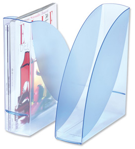 CEP Premier Magazine Rack FileRobust Elegant Moulded Polystyrene A4 Blue Ice Ref 921638