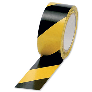 Hazard Tape Soft PVC Internal Use 50mmx33m Black and Yellow [Pack 6]