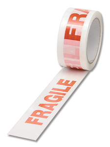Printed Tape Fragile Polypropylene 50mmx66m Red on White [Pack 6]