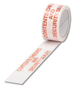 Printed Tape Contents Checked Polypropylene 50mm x 66m Red on White [Pack 6]