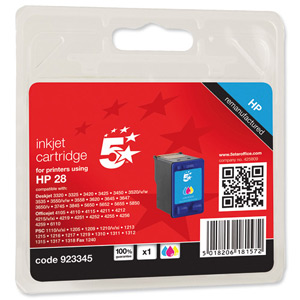 5 Star Compatible Inkjet Cartridge Page Life 190pp Tricolour [HP No. 28 C8728AE Alternative]
