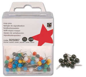 5 Star Map Pins 5mm Head Black [Pack 100]