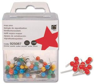 5 Star Map Pins 5mm Head Red [Pack 100]