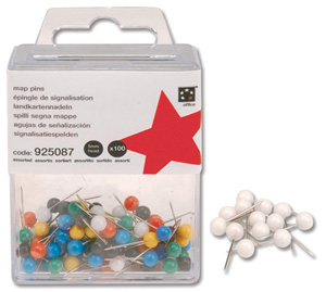 5 Star Map Pins 5mm Head White [Pack 100]