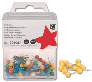 5 Star Map Pins 5mm Head Yellow [Pack 100]