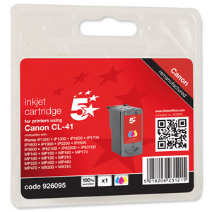 5 Star Compatible Inkjet Cartridge Page Life 308pp Colour [Canon CL-41 Alternative]