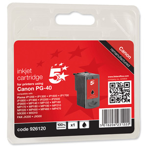 5 Star Compatible Fax Inkjet Cartridge Page Life 490pp Black [Canon PG-40 Alternative] Ident: 795H